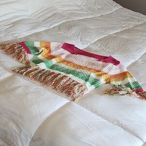 SHEIN Multi Colored Striped Crocheted Crop Top